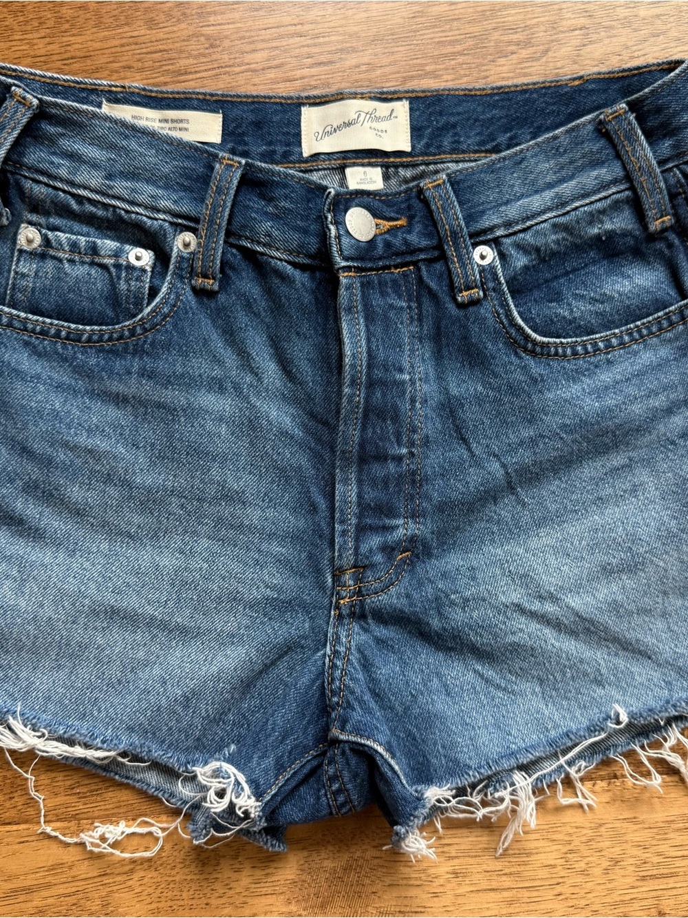 Universal Thread Blue Denim Frayed Hem Jean Shorts